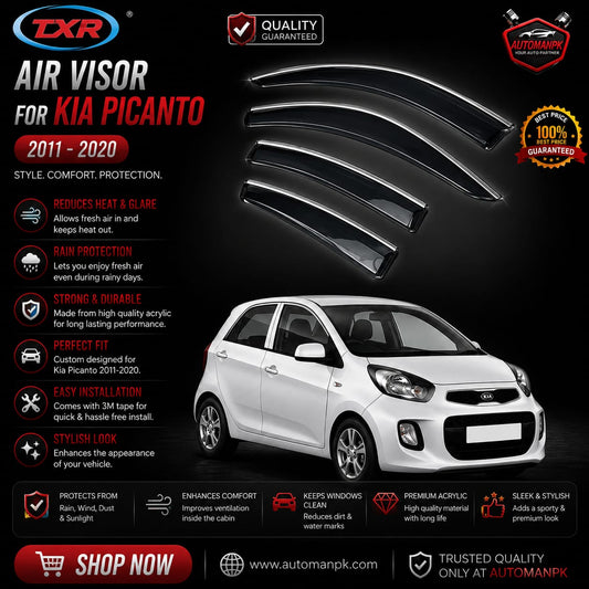 Kia Picanto Air Press Sun Visor / Door Visor – Wind Deflector (Set of 4)