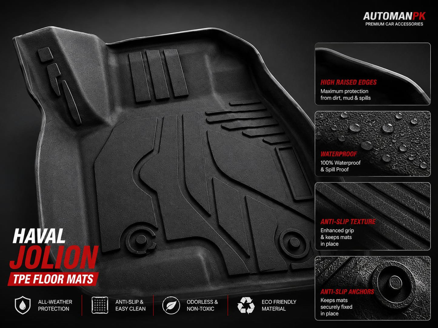 Haval Jolion TPE Floor Mats – Custom Fit All Variants (3Pcs Set)