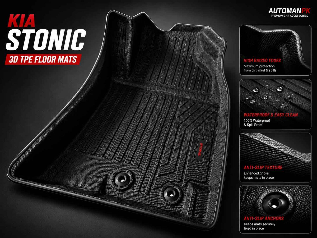 KIA Stonic EX+ 2026 TPE Floor Mats – Custom Fit | Waterproof & Anti-Slip