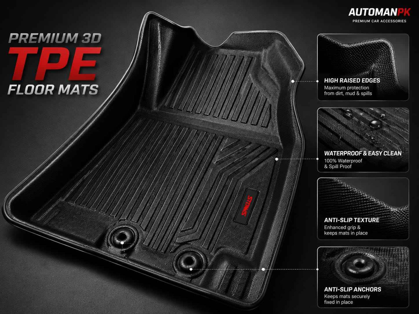KIA Stonic 2021-2025 TPE Floor Mats – Custom Fit | Waterproof & Anti-Slip