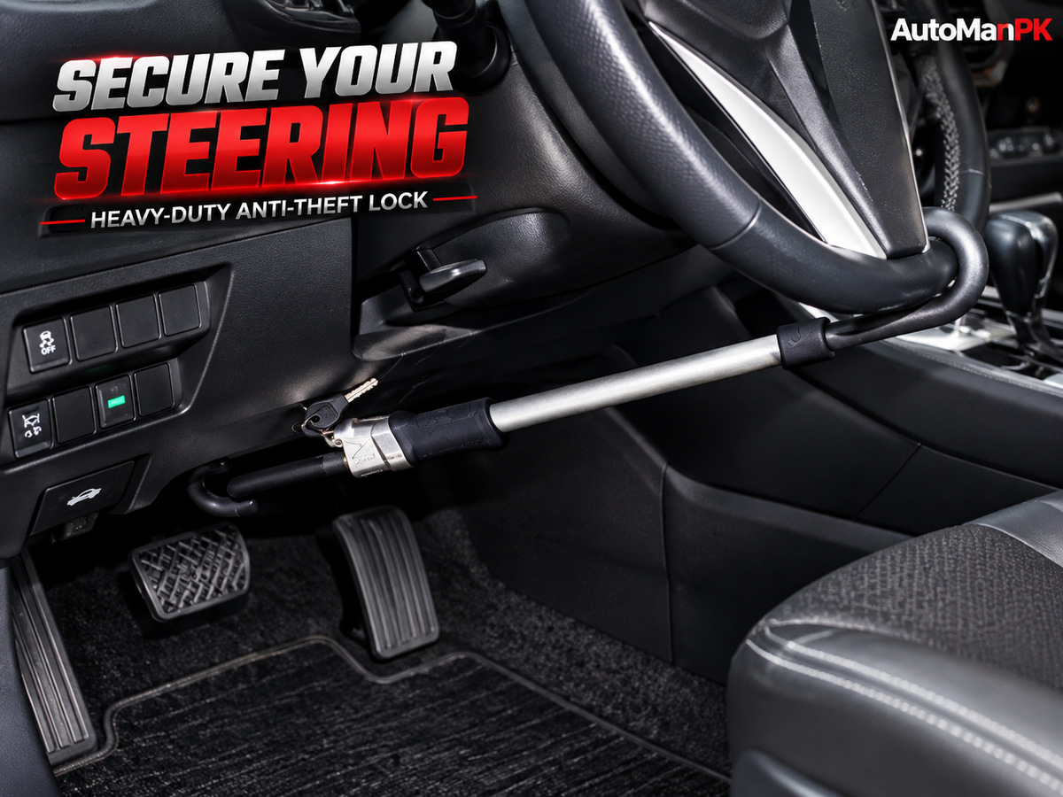 Anti-Theft Car Lock Installed on Steering Wheel – AutoManPK