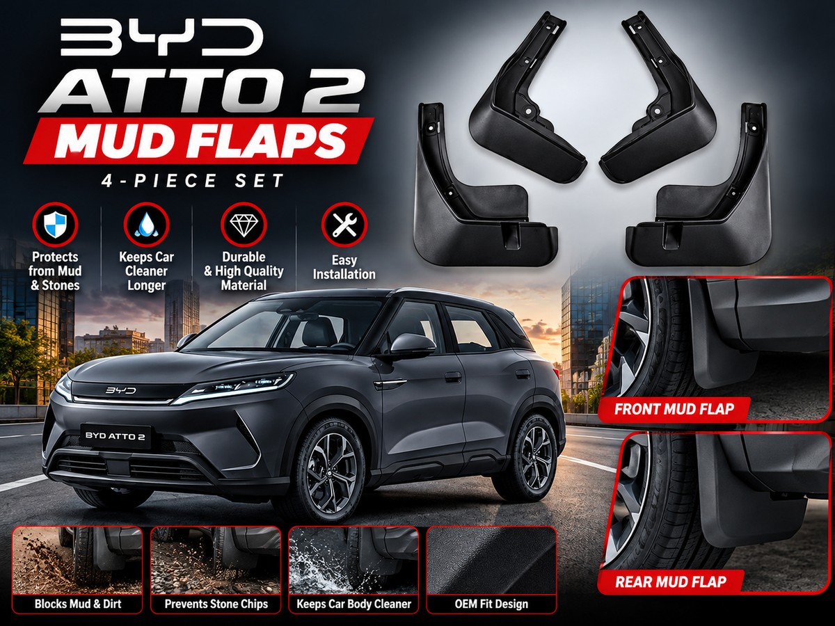 BYD Atto 2 mud flaps four piece set black front and rear guards