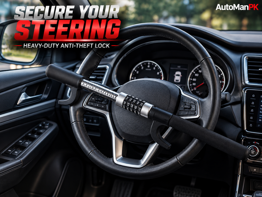 Heavy-Duty Car Steering Code Lock on Steering Wheel – AutoManPK Pakistan