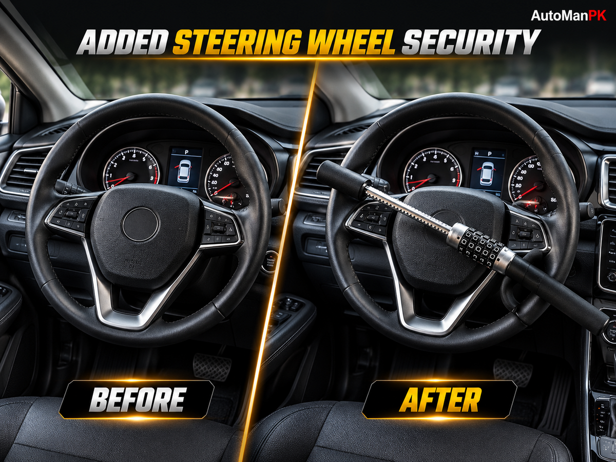 Steering Wheel Security Before and After with Code Lock – AutoManPK