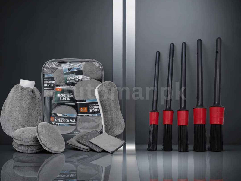 Buy Car Detailing Kit in Pakistan – 14pcs Microfiber & Brush Set | AutoManPK