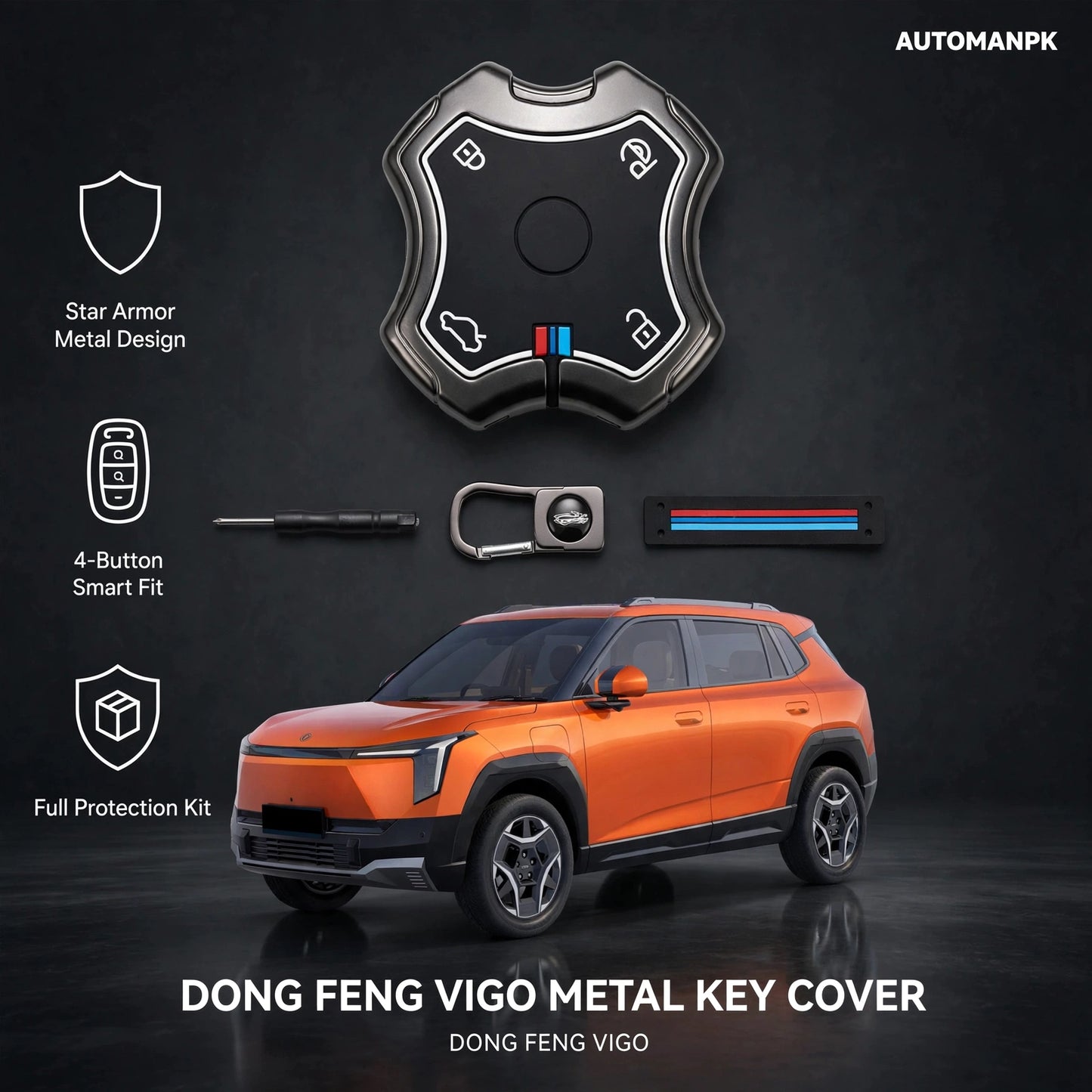 Dong Feng Vigo Metal Key Cover – Premium Protective Case