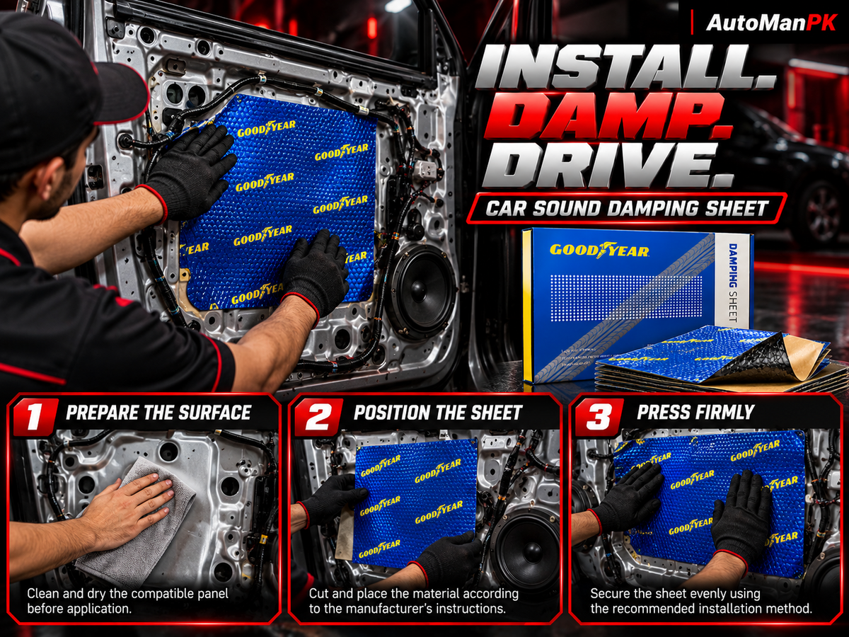 How to install Goodyear sound damping sheets on compatible vehicle door panels