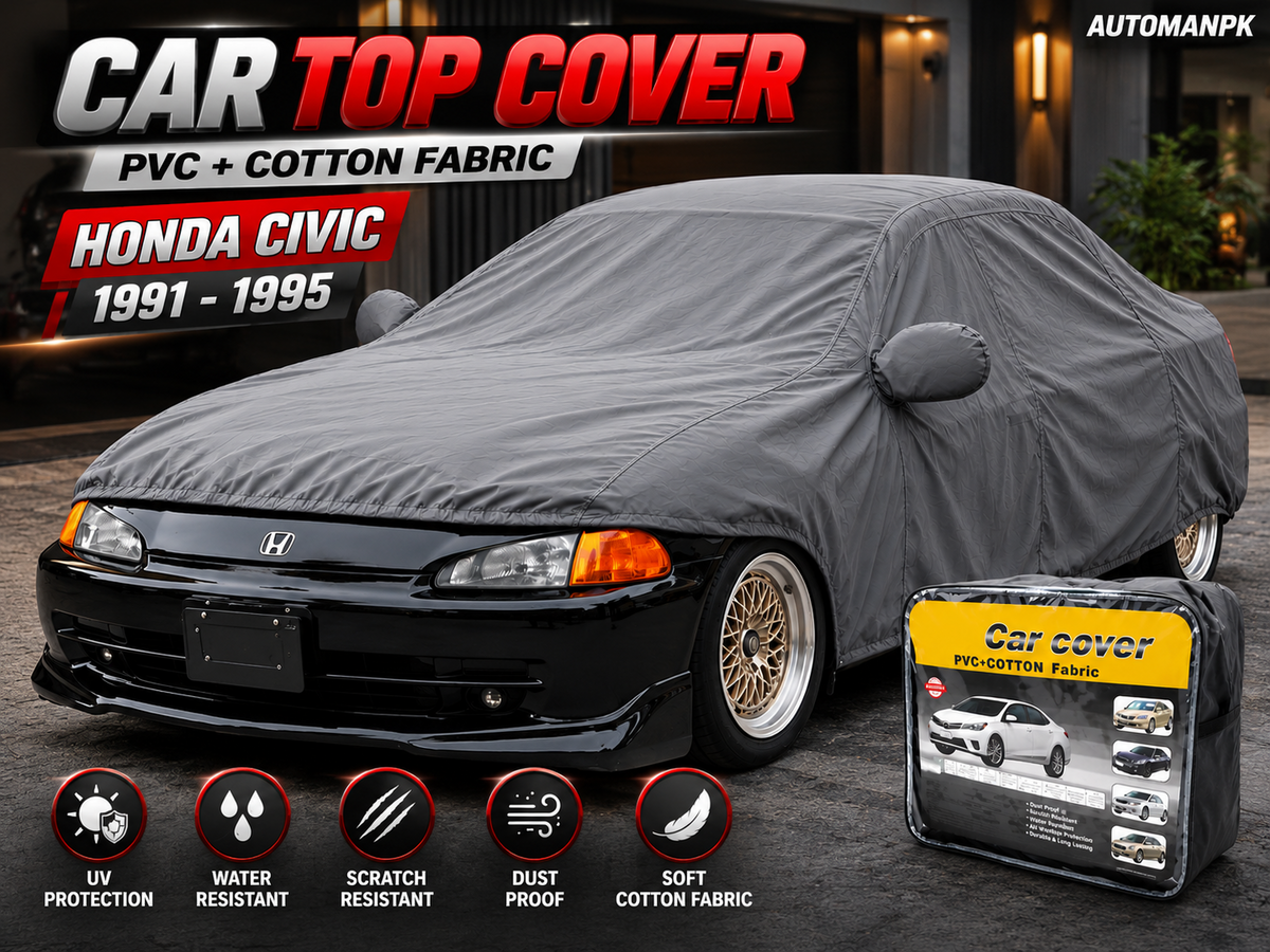 Honda Civic 1991–1995 grey PVC cotton fabric car top cover – full vehicle hero image