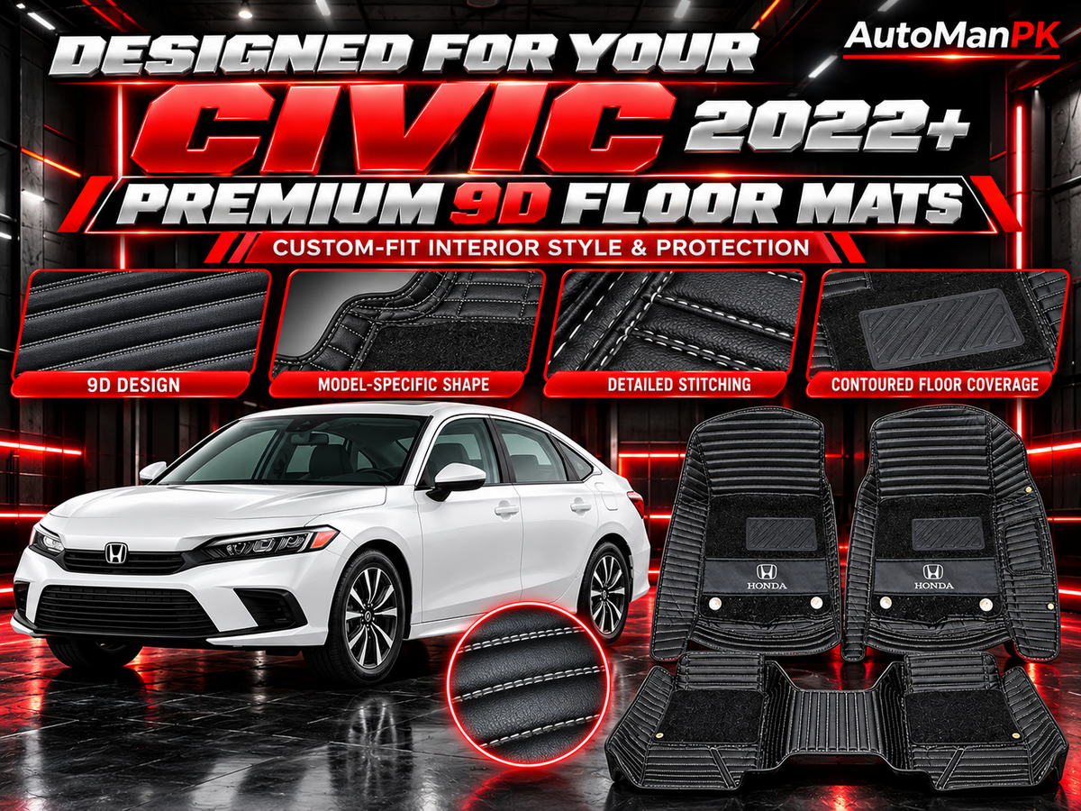 Honda Civic 9D floor mats detailed stitching and custom-fit design