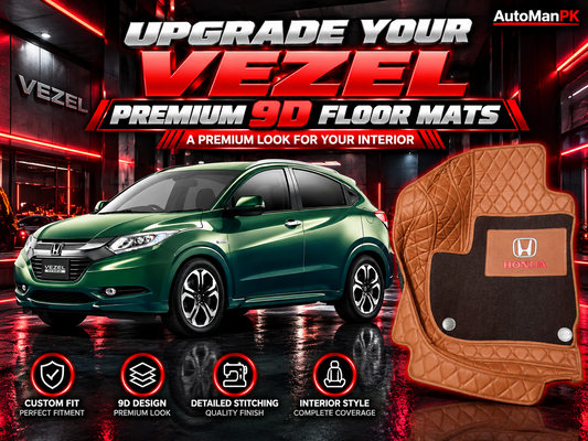 Honda Vezel premium tan-brown custom-fit style 9D floor mats product showcase