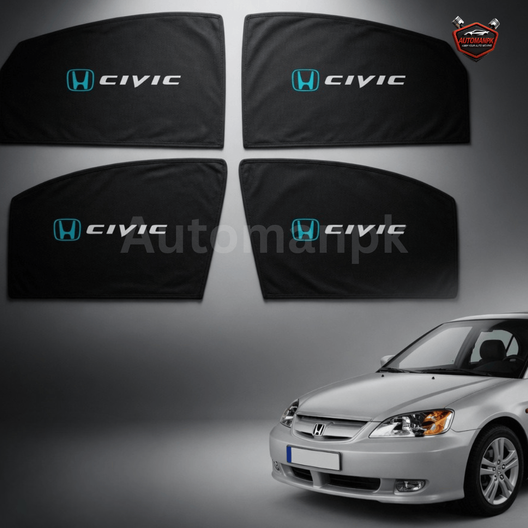 Honda Civic 2001–2005 Sun Shades – Fixed & Flexible (Black)