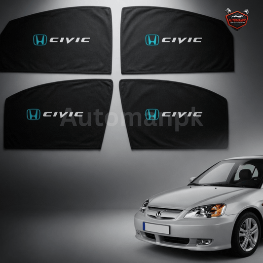 Honda Civic 2001–2005 Sun Shades – Fixed & Flexible (Black)