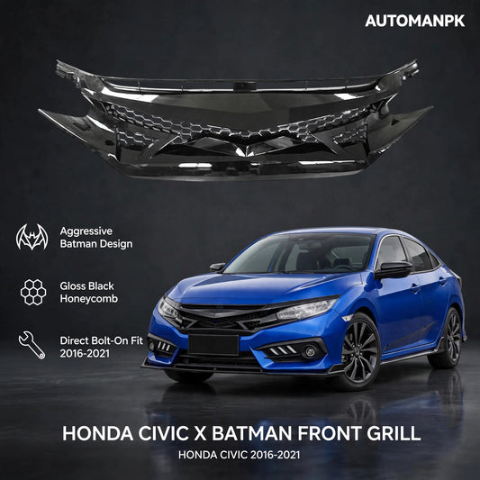 Honda Civic X Batman Grill 2016-2021 – Premium Front Grill Upgrade