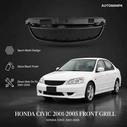 Honda Civic 2004-2005 Honeycomb Front Grill – Sporty Mesh Upgrade