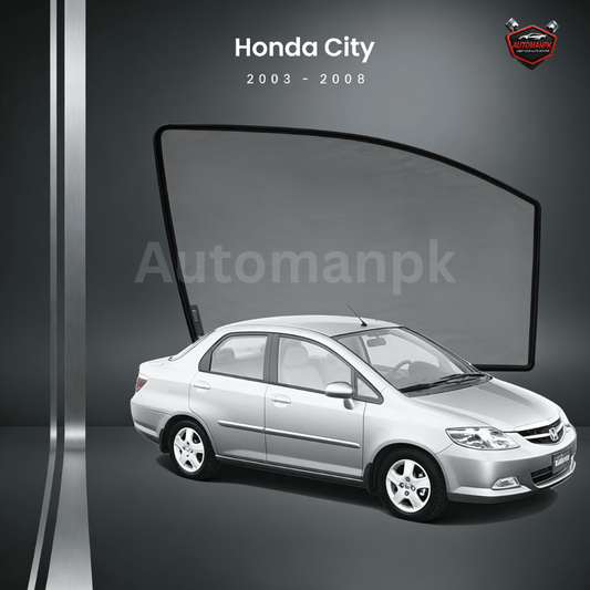 Honda City 2003–2008 Window Sun Shades – Fixed – 4 Door (Black)