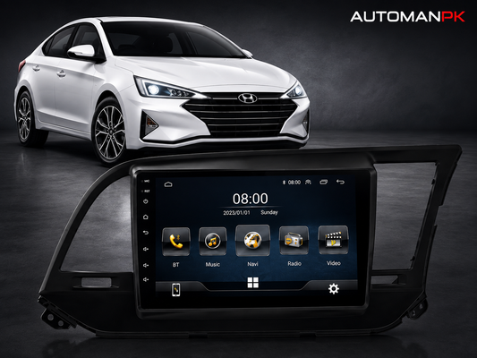 Hyundai Elantra 2021-2024 9-Inch Android Car Panel (Black) – GPS, Bluetooth, WiFi & FM Radio