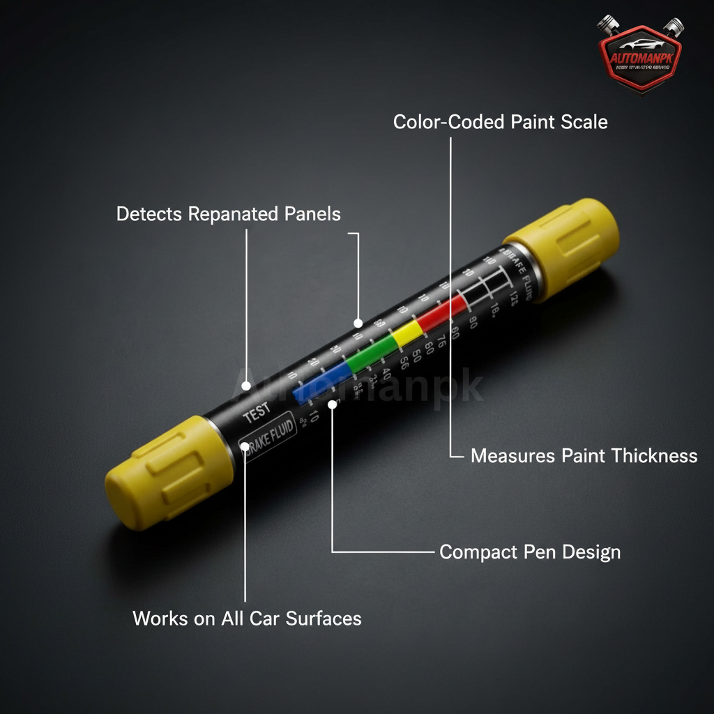 AUTO LAK Car Paint Tester Pen Feature Highlights – Color Scale, Detects Repaint, Compact Design | AutoManPK