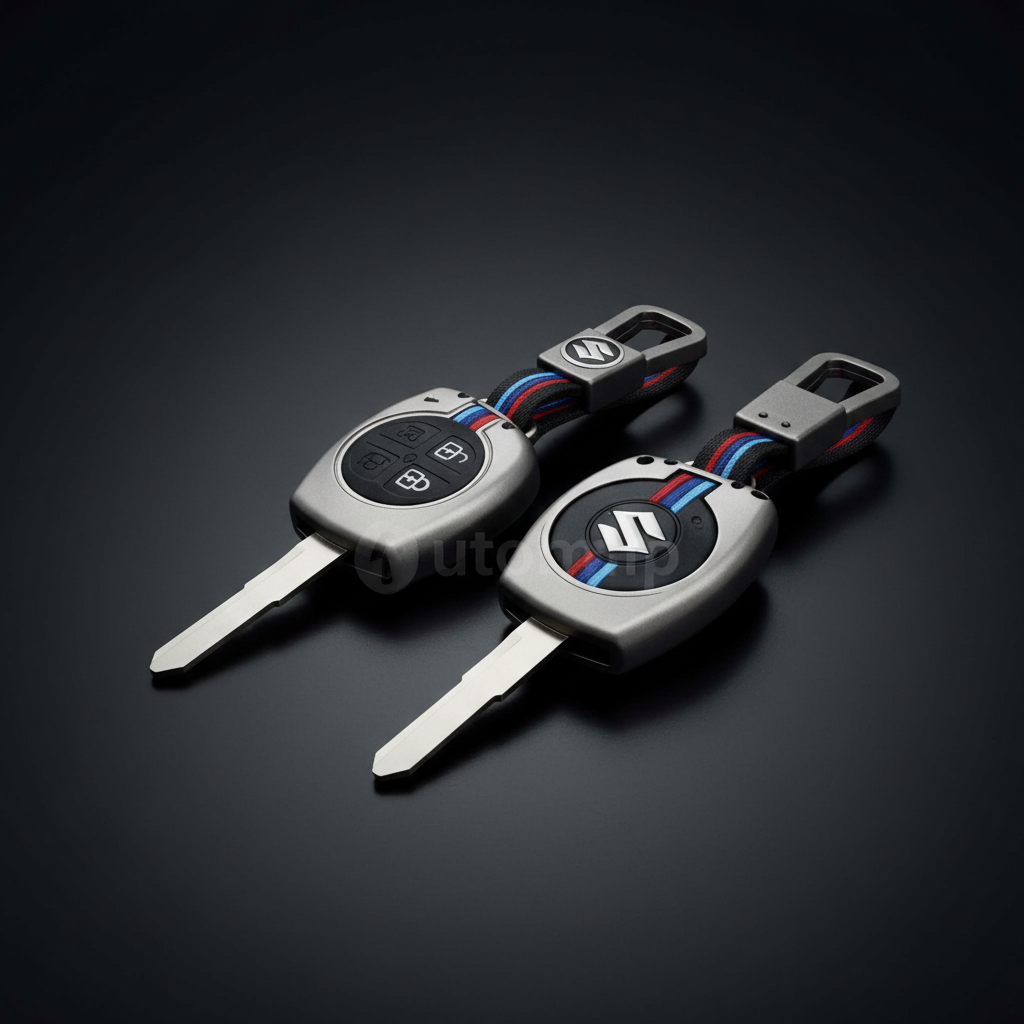 Suzuki Alto 660cc Premium Zinc Alloy Key Cover with Sport Keychain – Studio Hero Shot on Dark Background