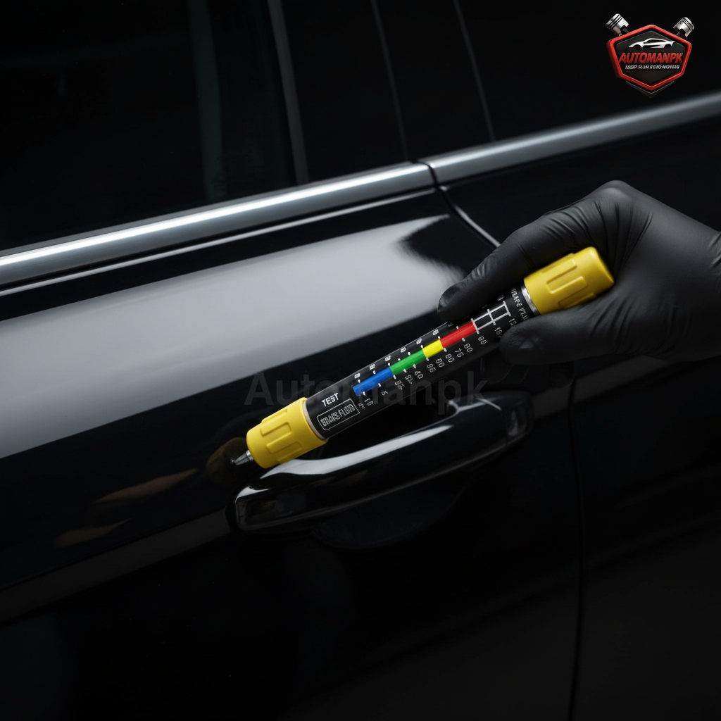 AUTO LAK Car Paint Tester Pen Being Used on Car Body Panel to Detect Repainted Surface | AutoManPK