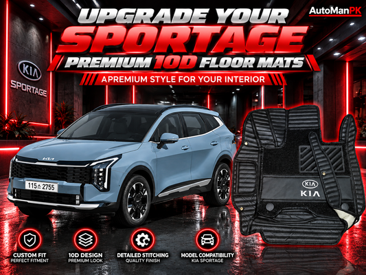 Kia Sportage 2026 black custom-fit style 10D floor mats premium product showcase