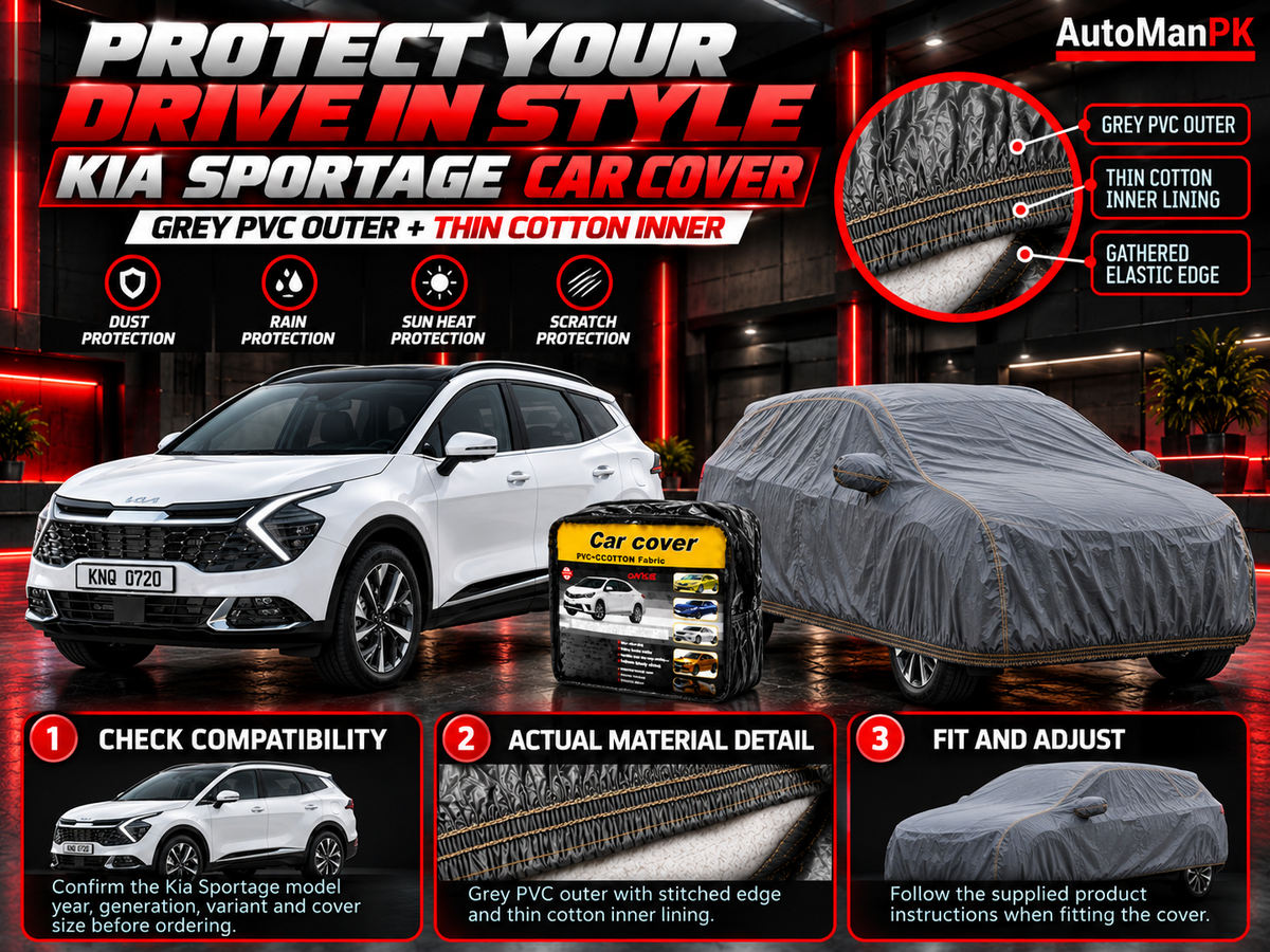 Kia Sportage 2026 car cover with grey PVC outer material and cotton inner lining