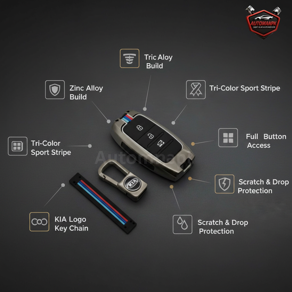 Premium Metal Zinc Key Cover for Kia Sportage 2015-2024 – AutoManPK