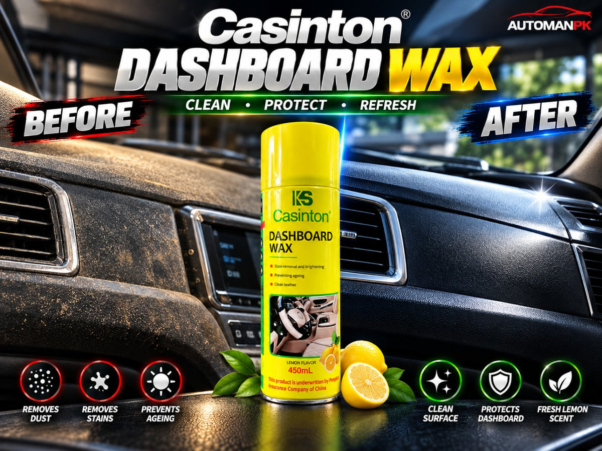 KS Casinton Dashboard Wax 450ml before and after car dashboard cleaning