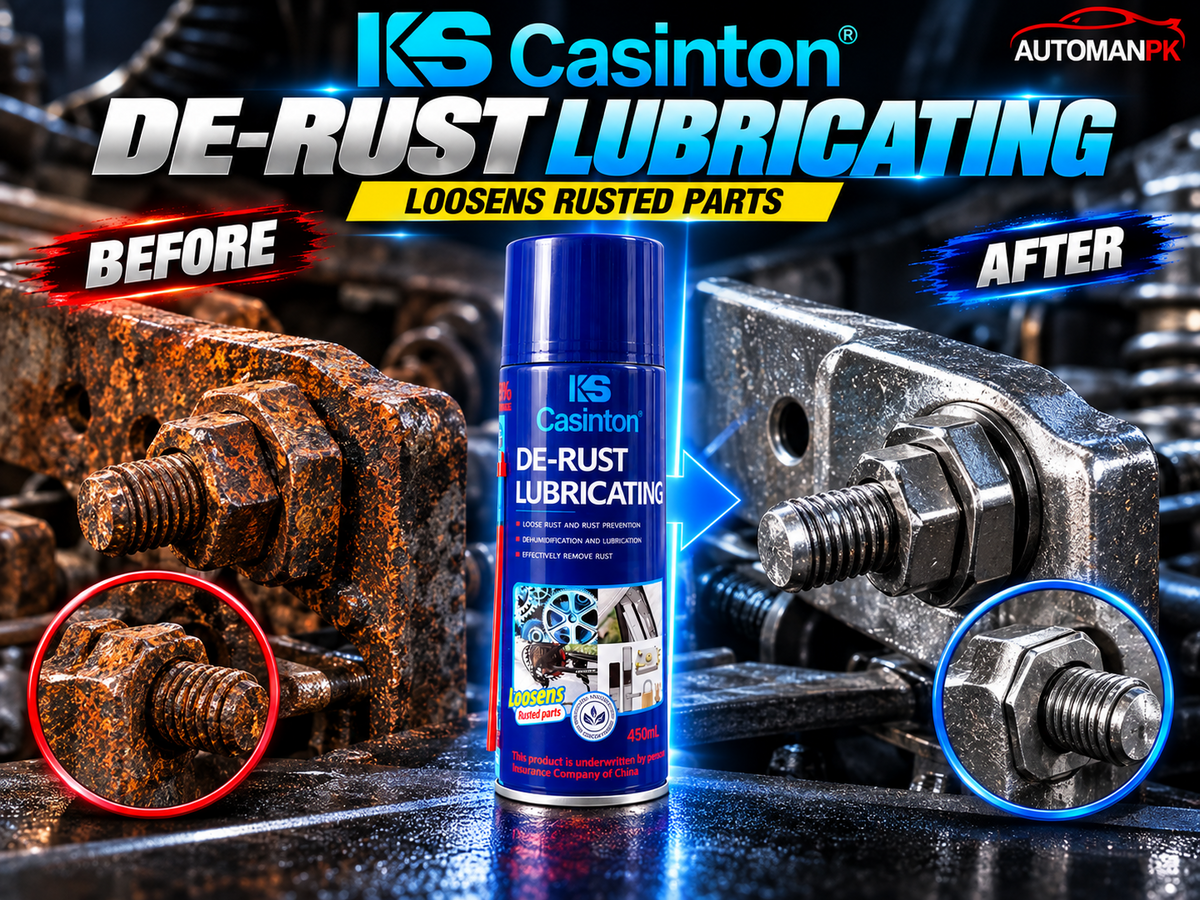 KS Casinton De-Rust Lubricating 450ml before and after rusted bolt treatment