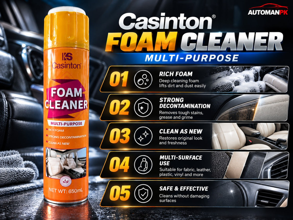 KS Casinton Multipurpose Foam Cleaner 650ml features for dashboard leather fabric and plastic