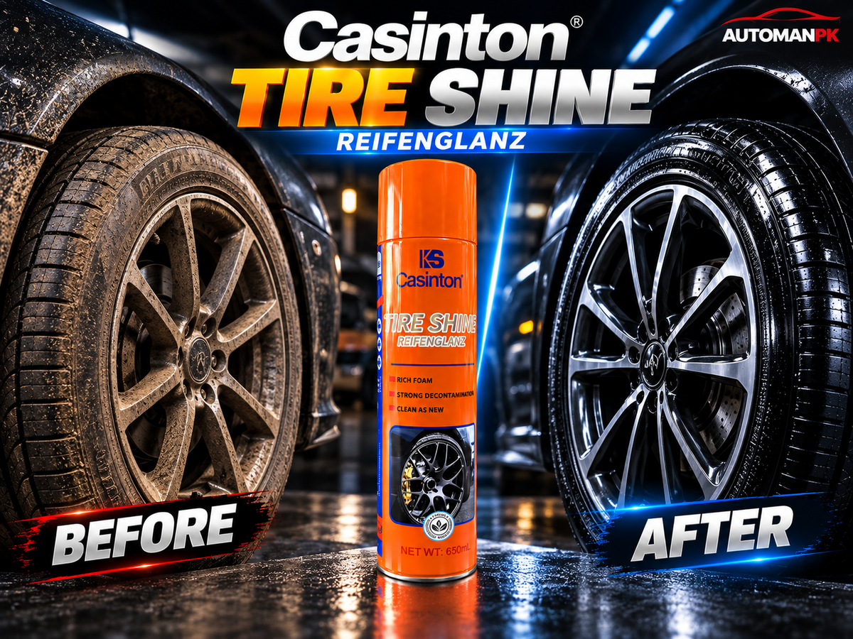 KS Casinton Tire Shine 650ml before and after tyre cleaning and shine