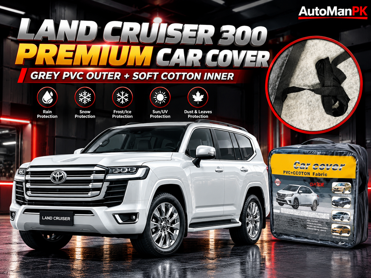 Toyota Land Cruiser 300 custom-fit grey PVC and cotton car cover with storage bag