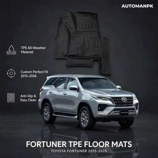 Toyota Fortuner TPE Floor Mats – 4Pcs Custom Fit Set (2 Front + 2 Rear)