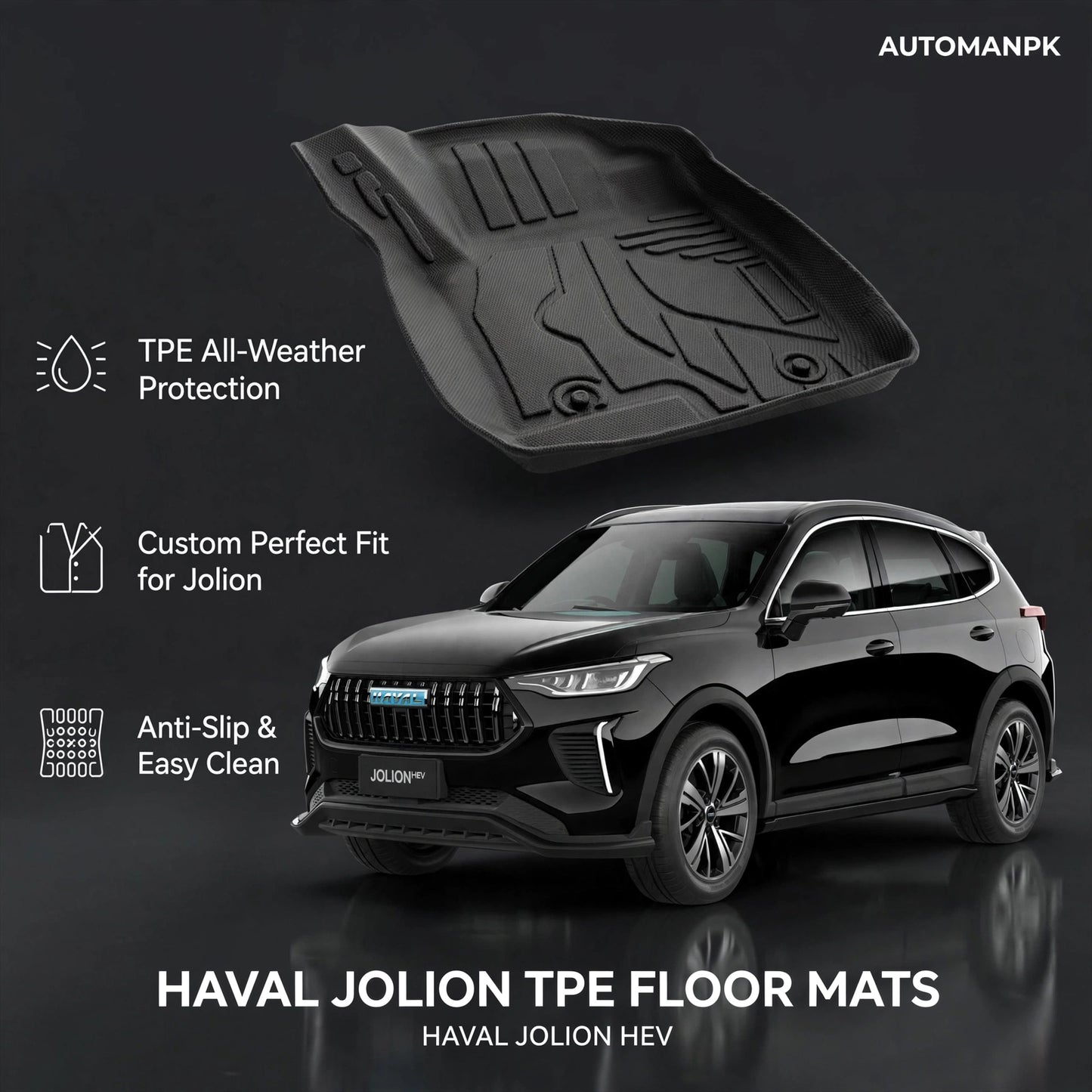 Haval Jolion TPE Floor Mats – Custom Fit All Variants (3Pcs Set)