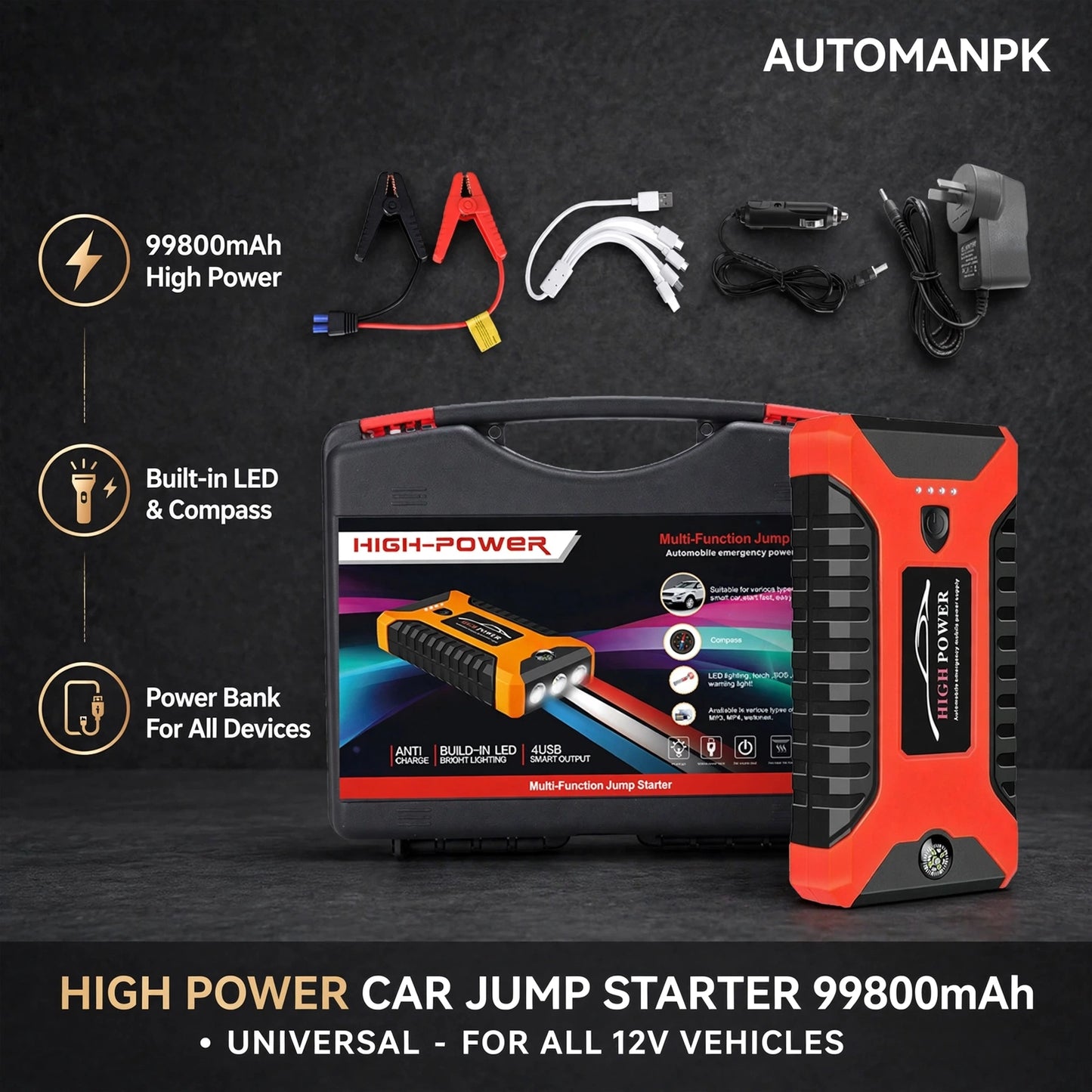High Power 28000mAh Car Jump Starter | AutoManPK