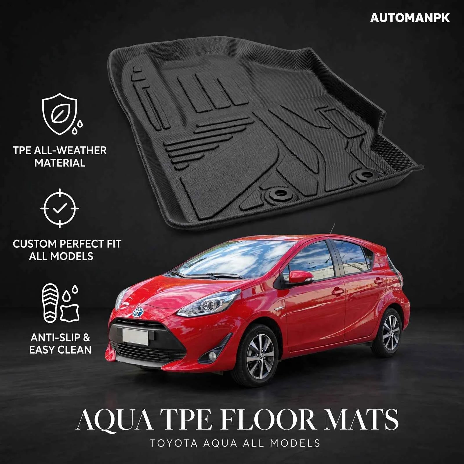 Toyota Aqua TPE Floor Mats – All Models Custom Fit (4Pcs Set)