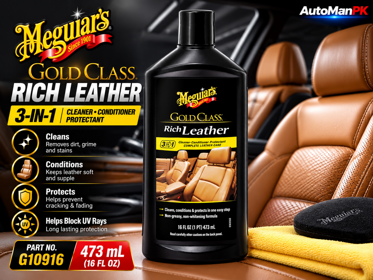 Meguiar's Gold Class Rich Leather benefits for cleaning conditioning and protecting leather