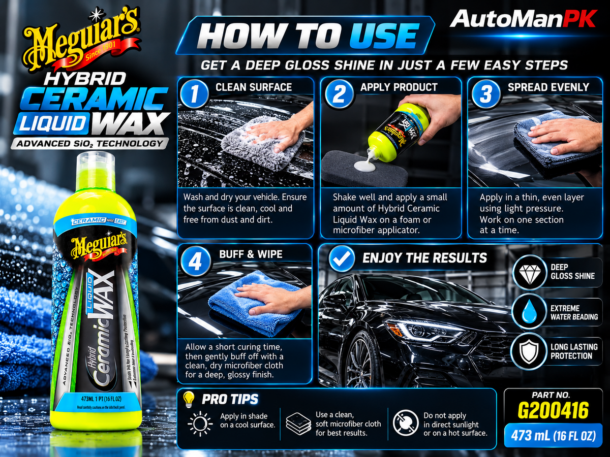 How to apply Meguiar's Hybrid Ceramic Liquid Wax G200416 with a microfiber applicator