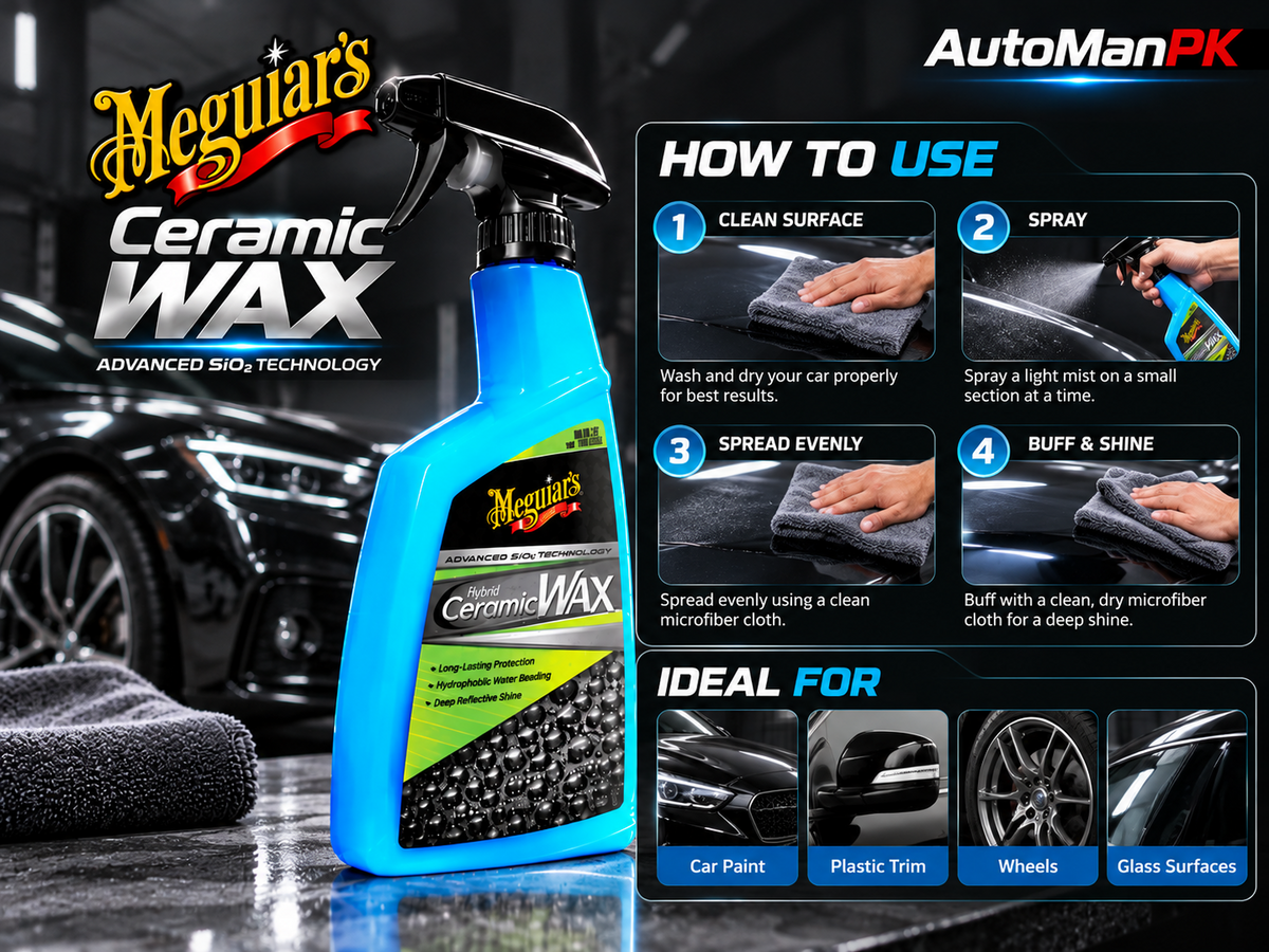 How to apply Meguiar's Hybrid Ceramic Wax spray with a microfiber cloth