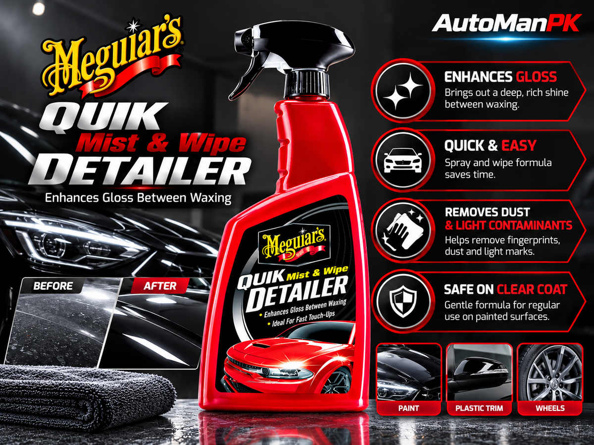 Meguiar's Quik Mist and Wipe Detailer benefits for gloss and fast touch-ups