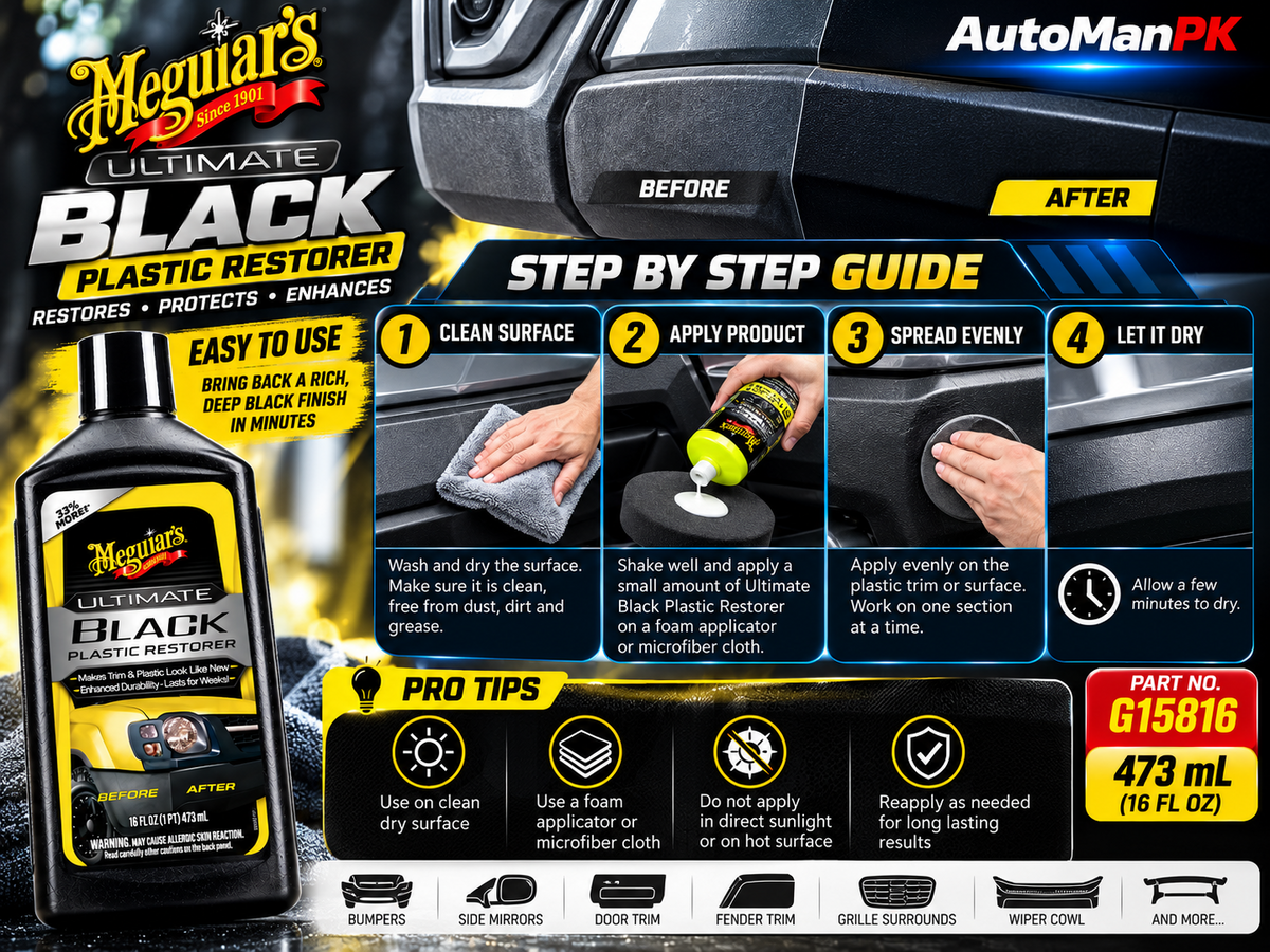 How to apply Meguiar's Ultimate Black Plastic Restorer G15816 to exterior plastic trim