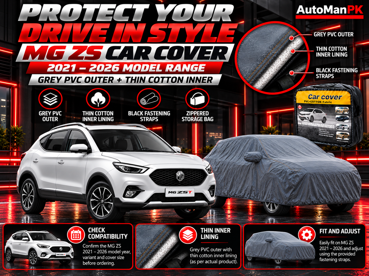 MG ZS 2021–2025 car top cover with grey PVC exterior and thin cotton inner lining
