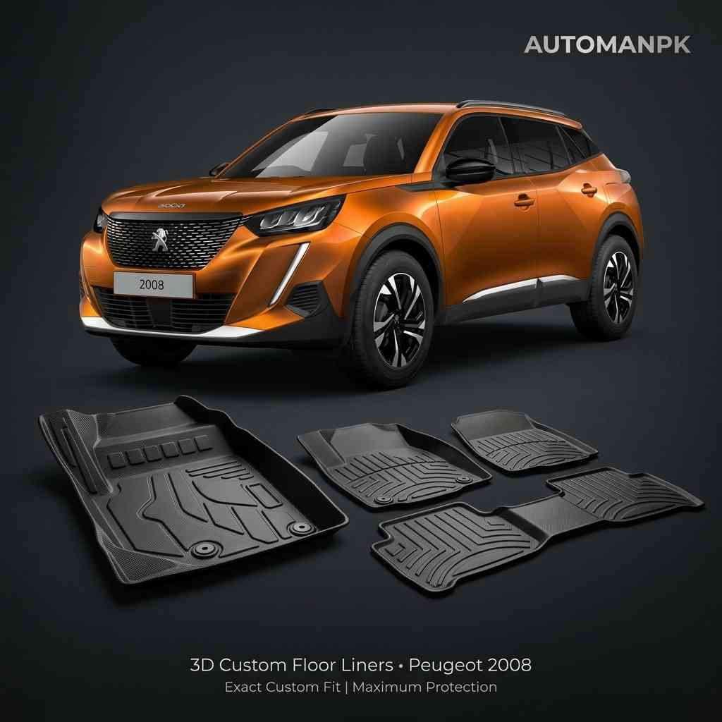 Peugeot 2008 TPE 3D Custom Floor Liners – Exact Custom Fit – Maximum Protection – Full Set