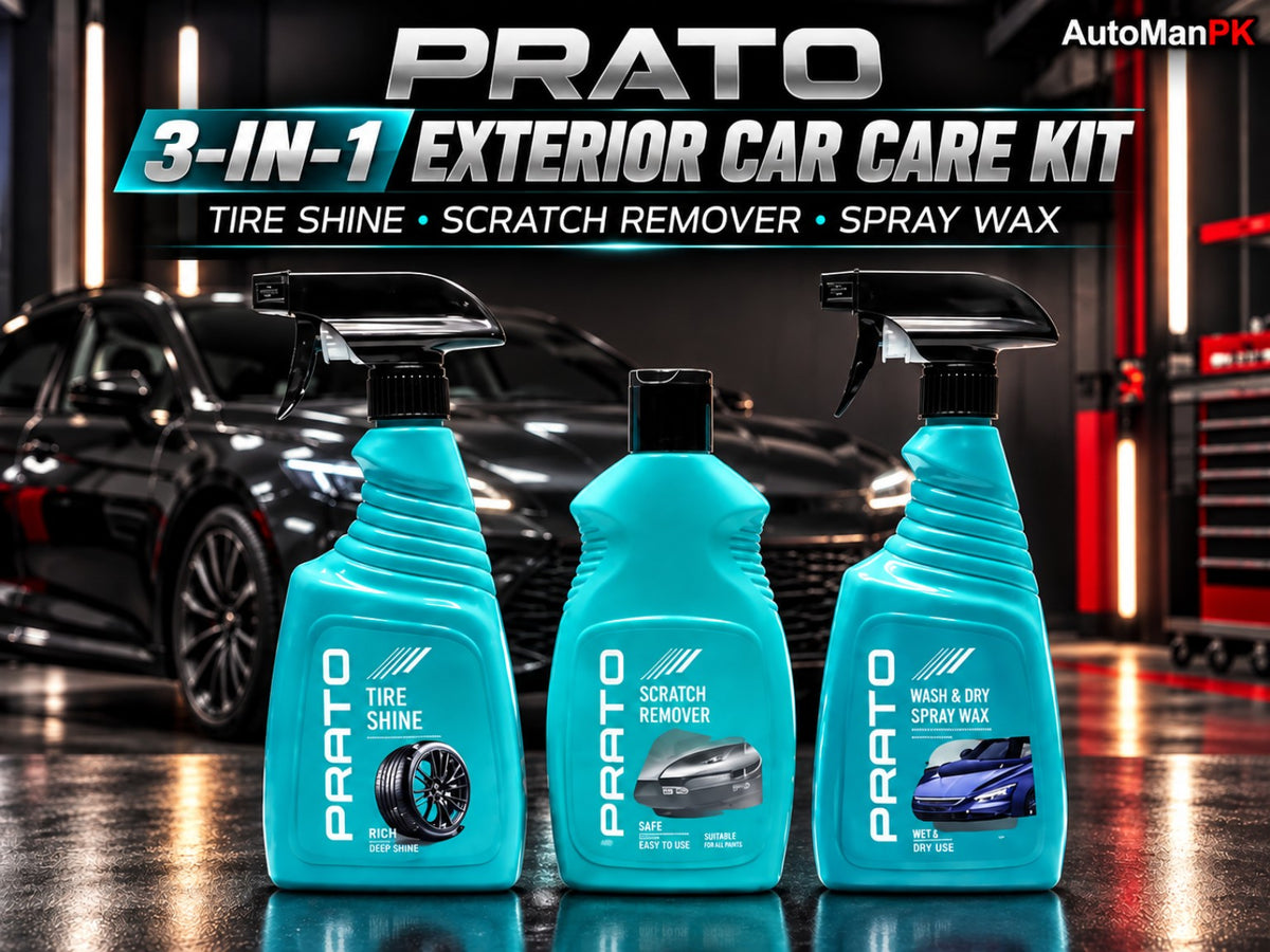 Prato 3-in-1 Exterior Car Care Kit Tire Shine Scratch Remover Spray Wax
