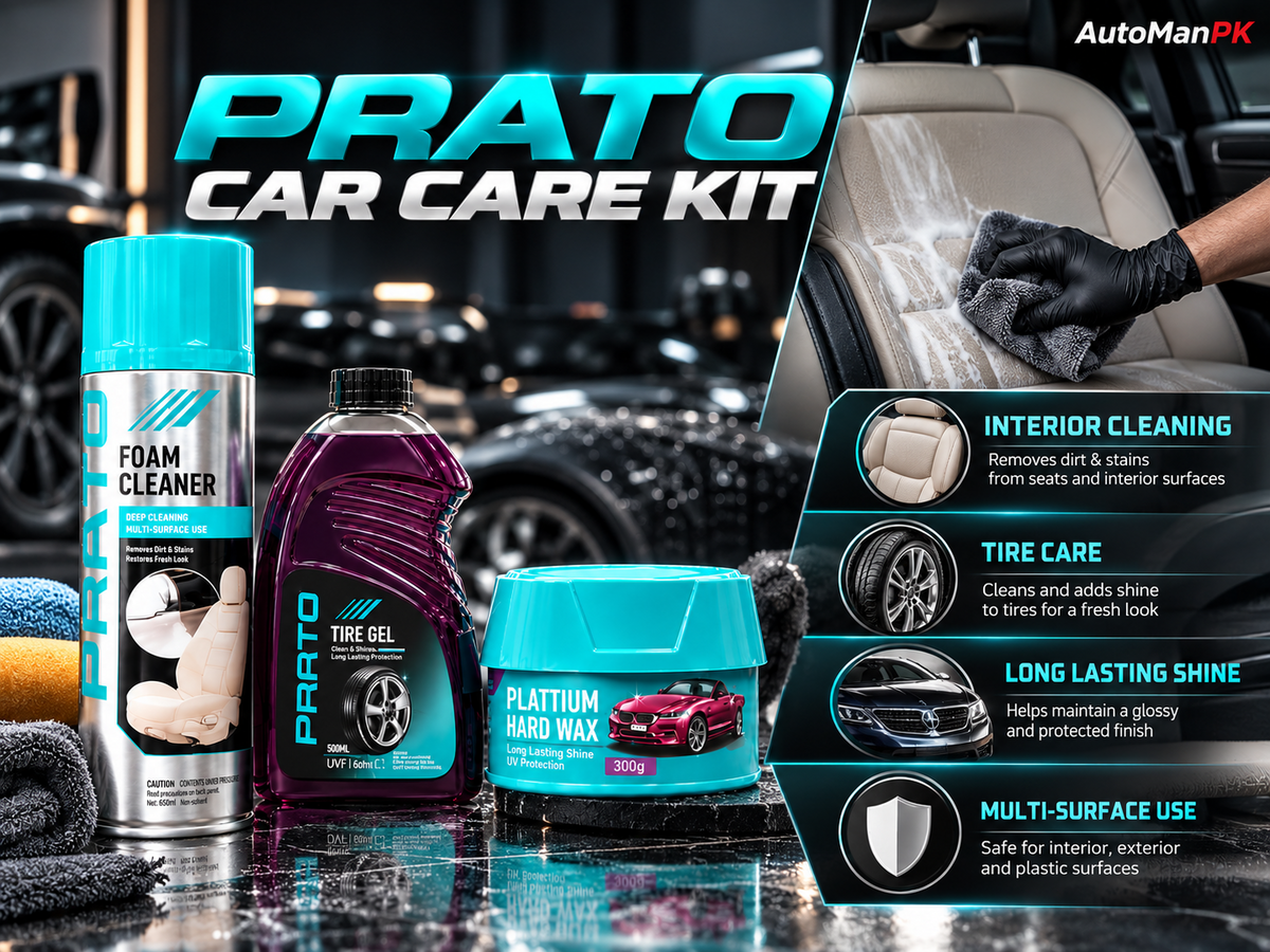 Prato Car A Care 3-in-1 Bundle interior cleaning tire care and long lasting shine