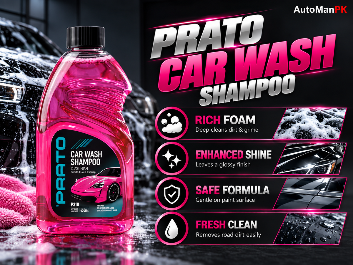 Prato Car Shampoo 500ml car wash shampoo rich foam glossy finish AutoManPK Pakistan