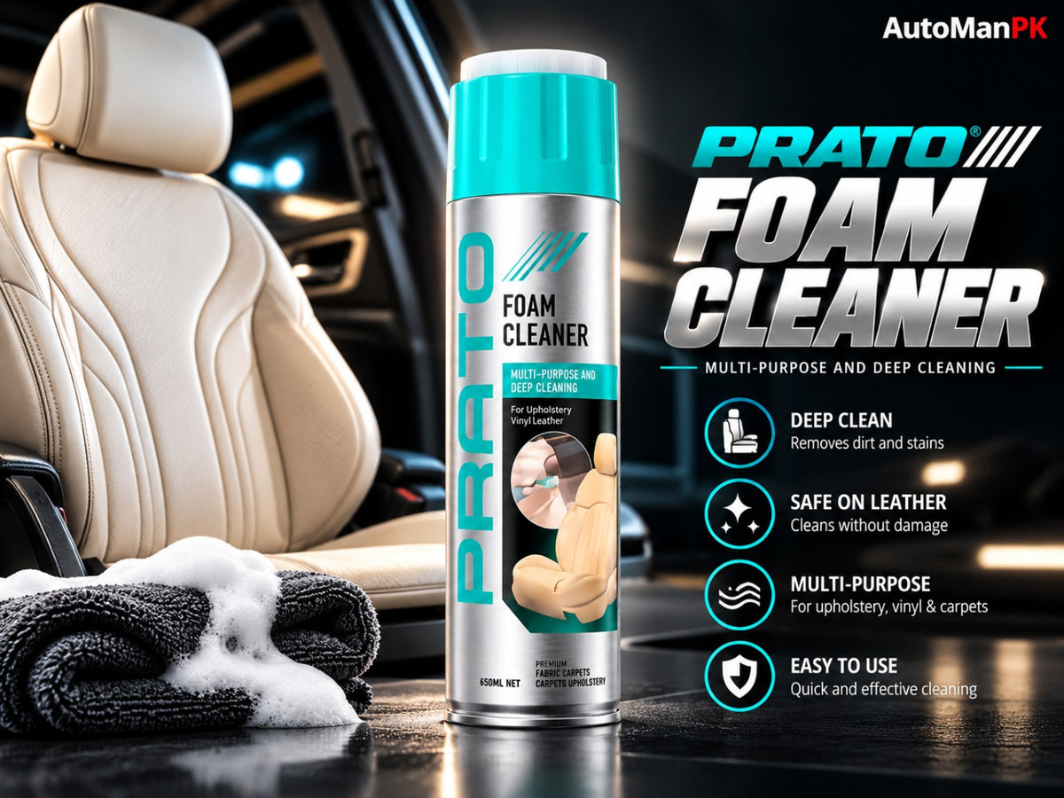 Prato Foam Cleaner 650ml car interior foam cleaner hero for upholstery leather vinyl and carpets