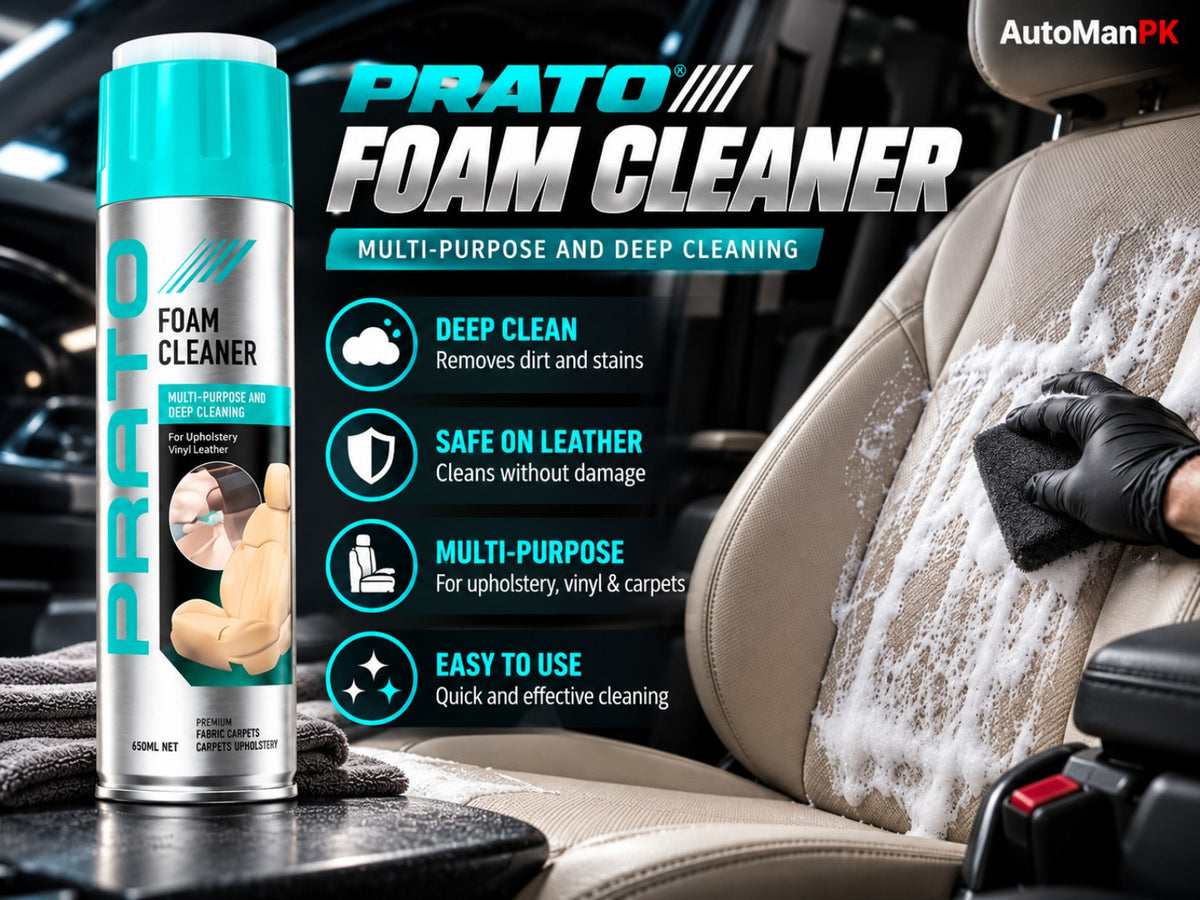 Prato Foam Cleaner 650ml deep cleaning features for upholstery leather vinyl and carpets