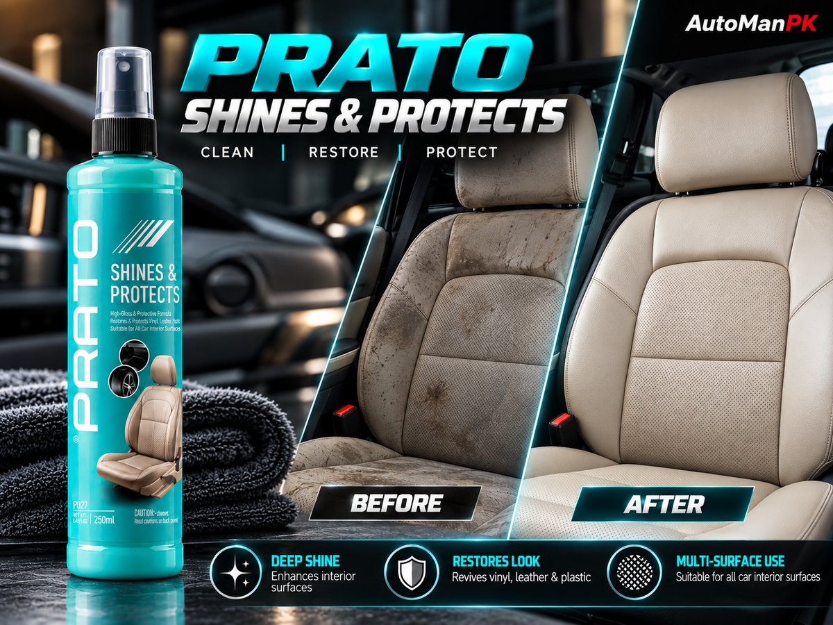Prato Shines & Protects 295ml car interior before and after dashboard result