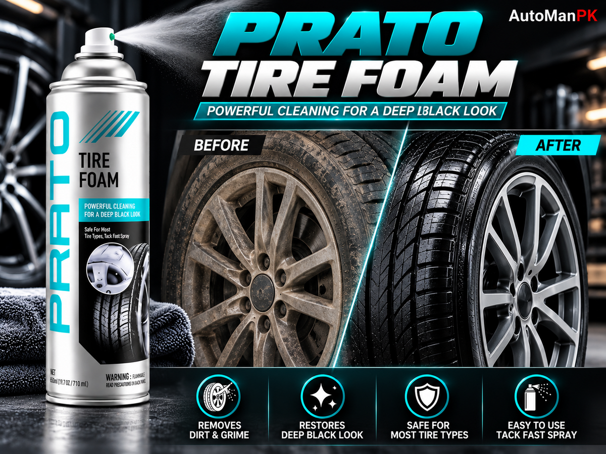 Prato Tire Foam 650ml tire cleaner before and after result