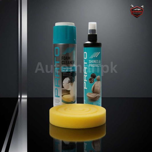 Prato 3-in-1 Interior Kit – Foam Cleaner, Shine & Protect with Applicator Pad